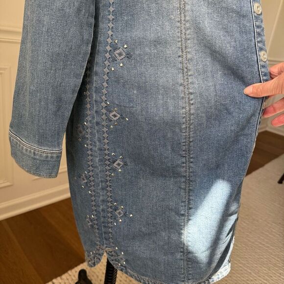 NWT INC INTERNATIONAL CONCEPTS Dungaree Demin Southwestern Embroidered Snap Fron - Picture 3 of 9